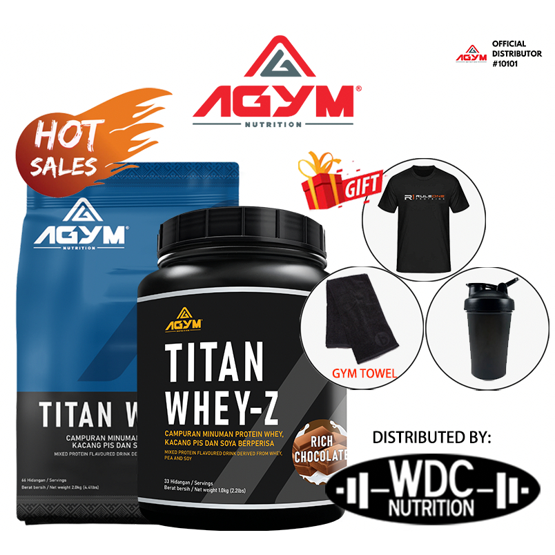 AGYM Nutrition-TITAN WHEY -Protein Whey , Muscle Building, Lean Muscle & Susu gym, Protein-HALAL-Free Shaker/T-Shirt