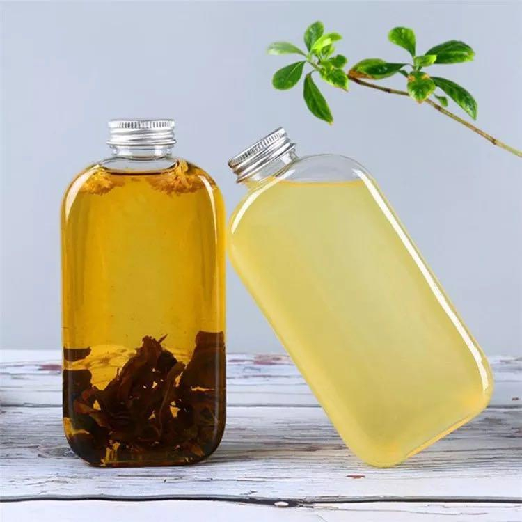 300ml/350ml/400ml/500ml Flat Square Drink Bottle Disposable Net Red Drink Pet Plastic Milk Tea Enzyme Cup Machi