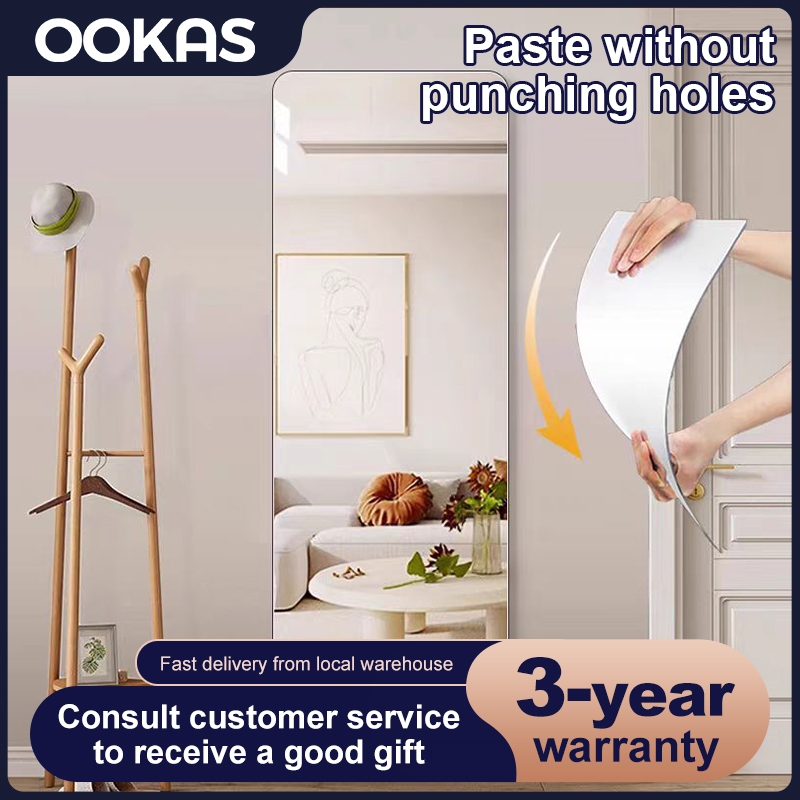 OOKAS HD Acrylic mirror wall sticker stitching mirror self adhesive mirror full body mirror全身镜粘贴墙镜子