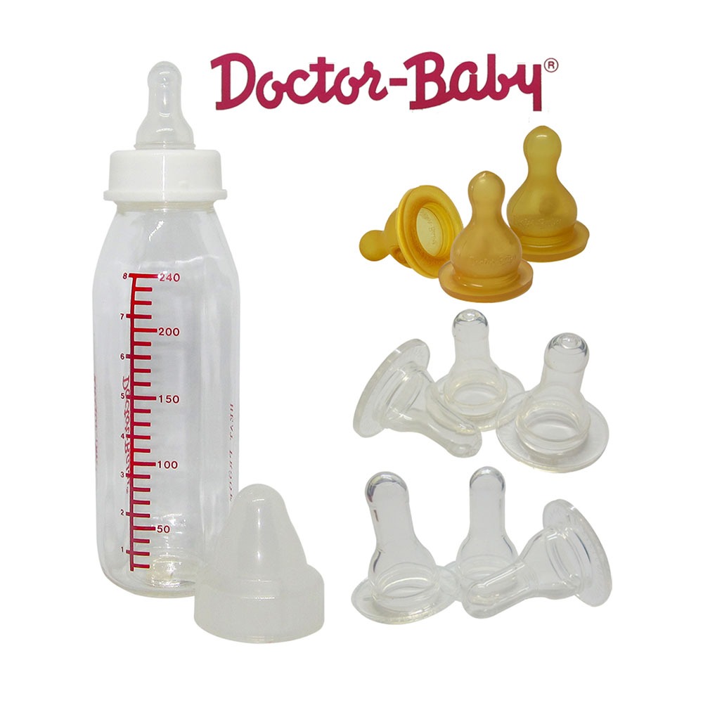 Doctor Baby Standard Neck Glass Feeding Milk Bottles Botol Susu (240ml)