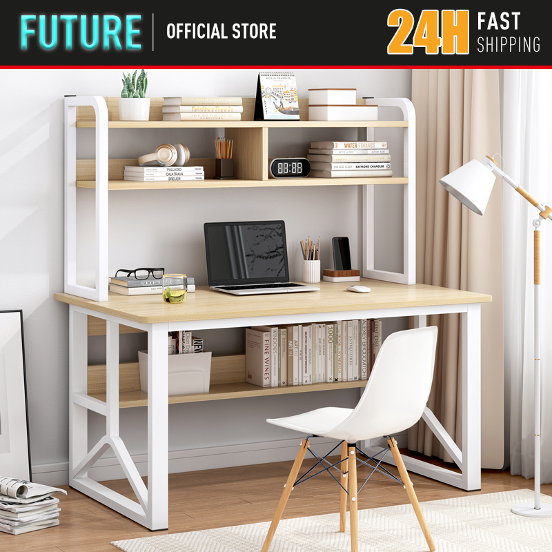 120CM Study Table With Storage Rack Student Writing Desk Computer Table With Book Shelf Home Meja Belajar Komputer 桌子