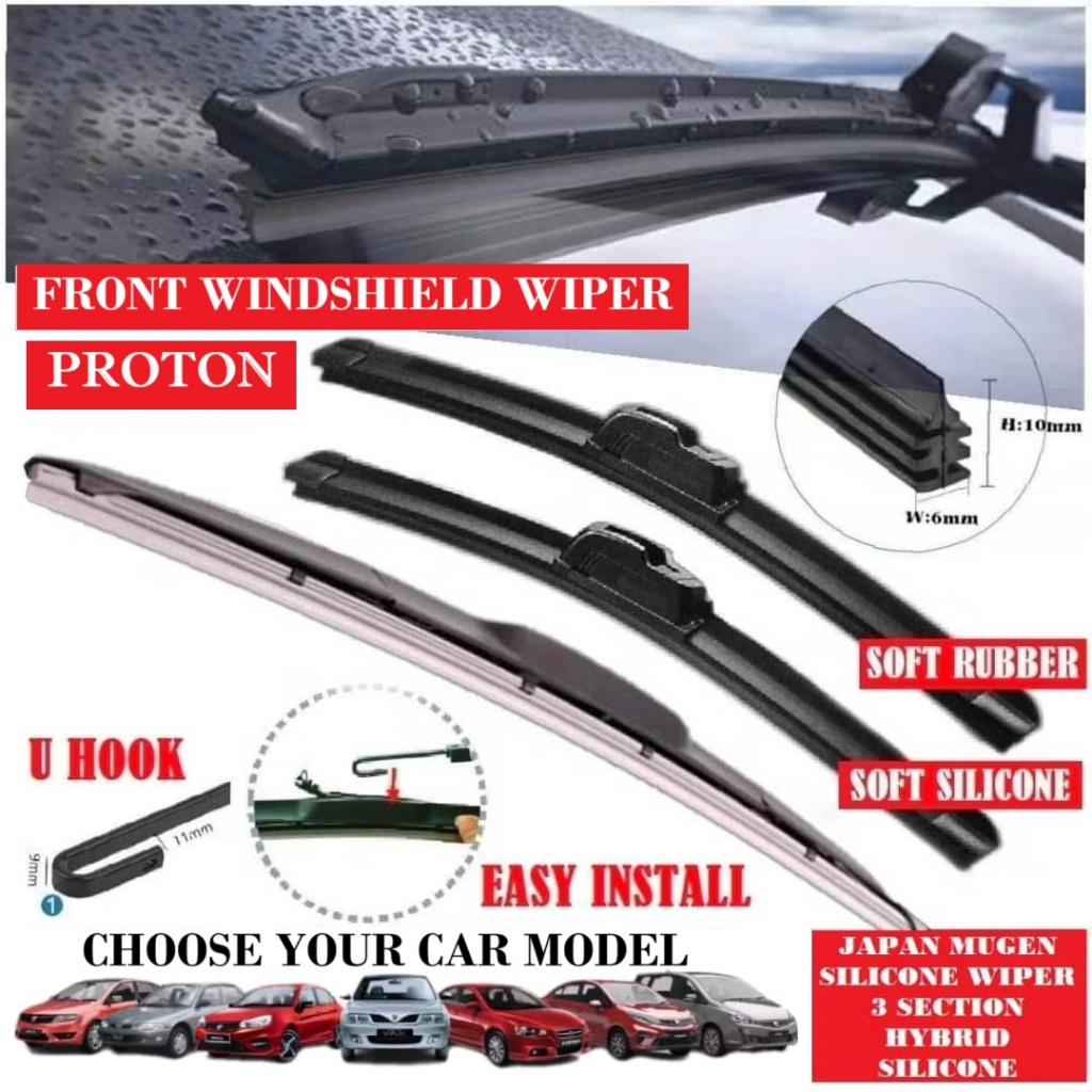 Car Wiper Window Blade Silicone Windshield Saga Persona Iriz Wira Exora Gen2 Waja Preve Satria Neo