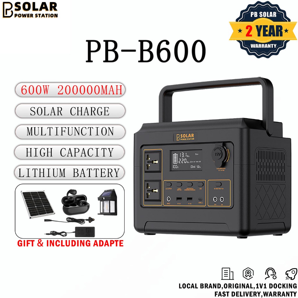 PB Power Station 200000mAh 600W 600WH lithium battery Portable Powerbank Solar Generator Multi-function Solar Panel