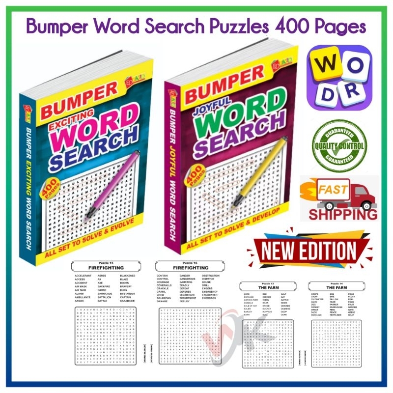 Word Search Book | Bumper Word Search Exciting Joyful | Crossword Puzzle | Word Games | Kids | Adult