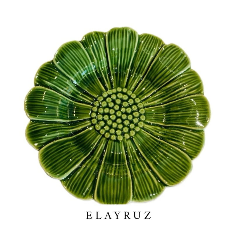 HANDMADE sunflower plate viral,Pinggan matahari,ceramic celedon plate,tableware plate