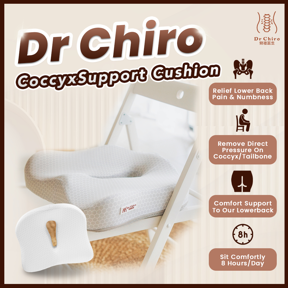 DrChiro - Comfort Coccyx Seat Cushion 坐骨垫 坐垫 - Ergonomic Memory Foam Tailbone Pain Relief Seat Cushion Kusyen Kerusi