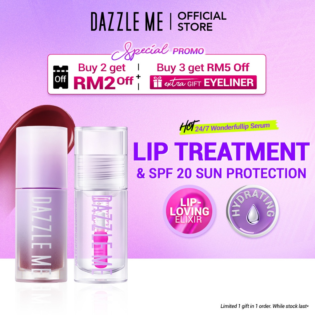 [MUST BUY!!] DAZZLE ME 24/7 Wonderfullip Serum Hydrate Lips with Color Changing Lip Serum 2g