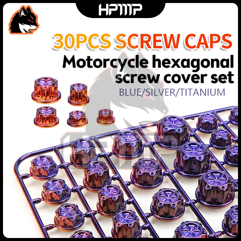 KING DRAG 30 PCS Screw Caps Cover Nut Skru Bolt Engine Nut Bolt Caps Universal Motorcycle Y15 RS150 LC135 EX5 SYM