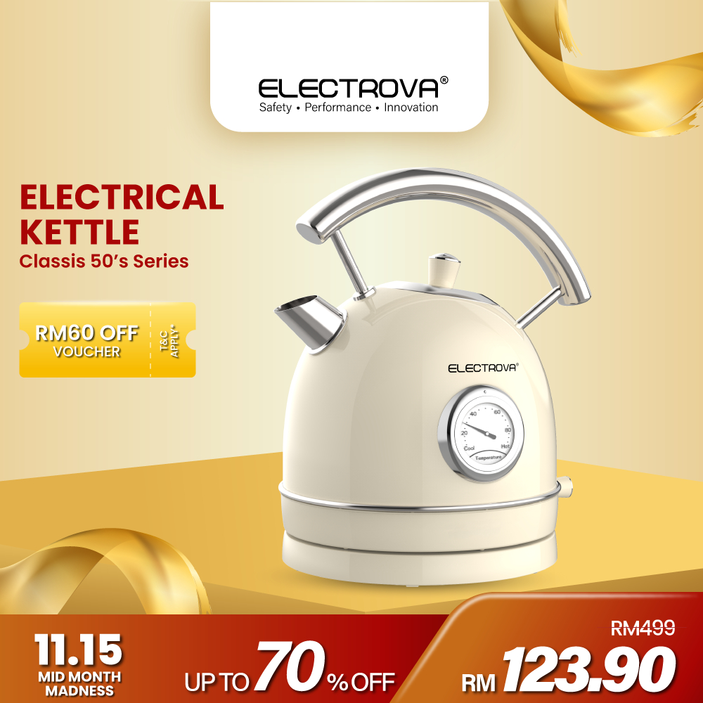 Electrova Classic 50's Series Stainless Steel Electric Kettle (1.8L)