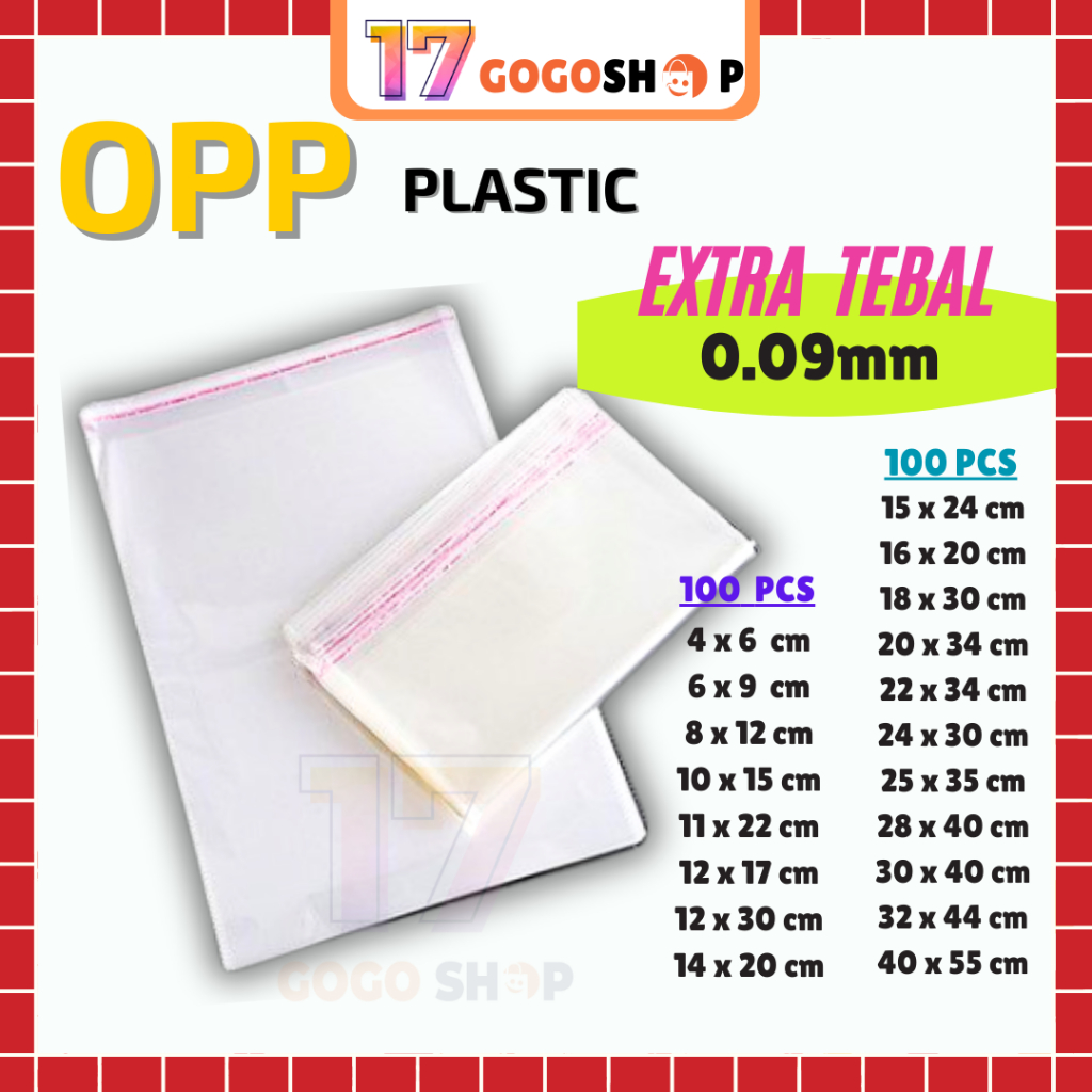 Extra Thick 0.09mm OPP Plastic Transparent Self Adhesive Bag Transparent Plastik Transparent Plastik Baju Plastik Bag Be