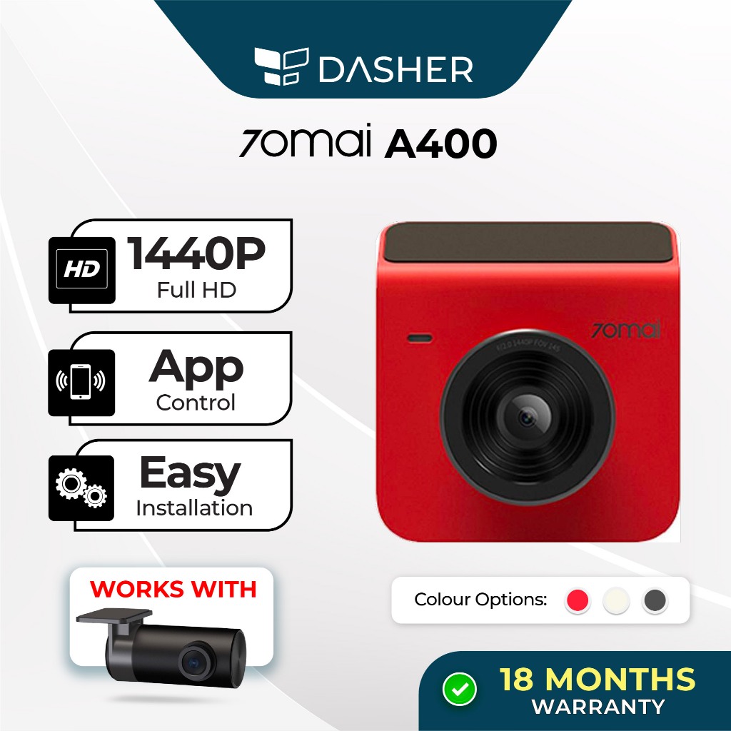 70mai A400 Car Recorder Dash Cam QHD 1440P Rear Cam Night Vision 145 FOV WDR App Control Smart English