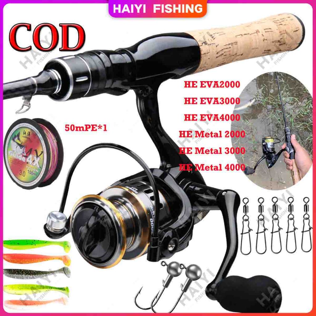 HAIYI FISHING 1000-5000 Series 5.2:1 Gear Ratio Fishing Reel Rod Reel Full Set(1.8M/Max Drag 10kg) Carbon ultralight rod