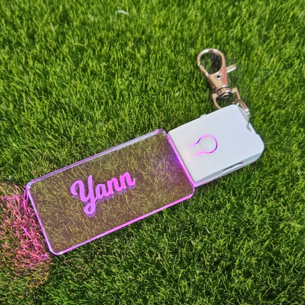 3D LED Keychain Nama Anda | Personalized LED Acrylic Keychain Rechargeable Battery