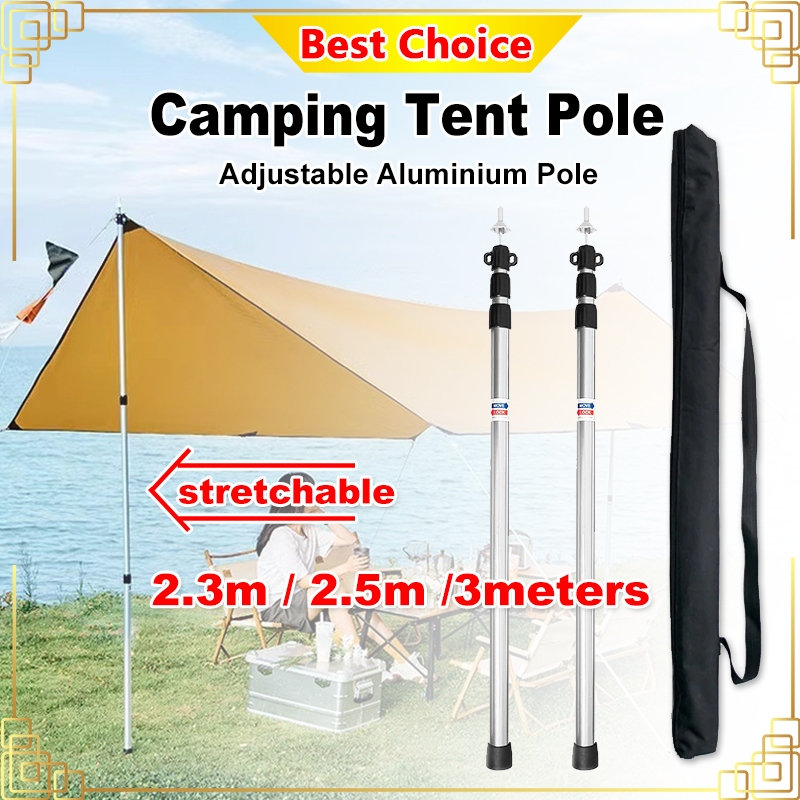 Camping Tent Poles Sunshade Awning Rod Outdoor Shelter Canopy Tarp Pole Batang Tiang Flysheet Tube Support Pole with Bag