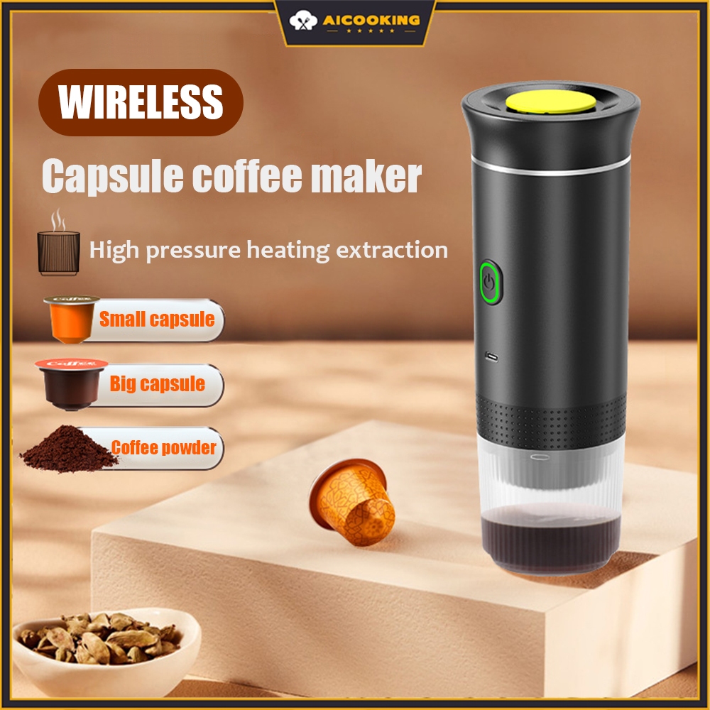 【New】3-in-1 Wireless Electric Capsule Coffee Machine Hot/Cold Espresso Coffee Capsule Powder Portable Coffee Maker 咖啡机