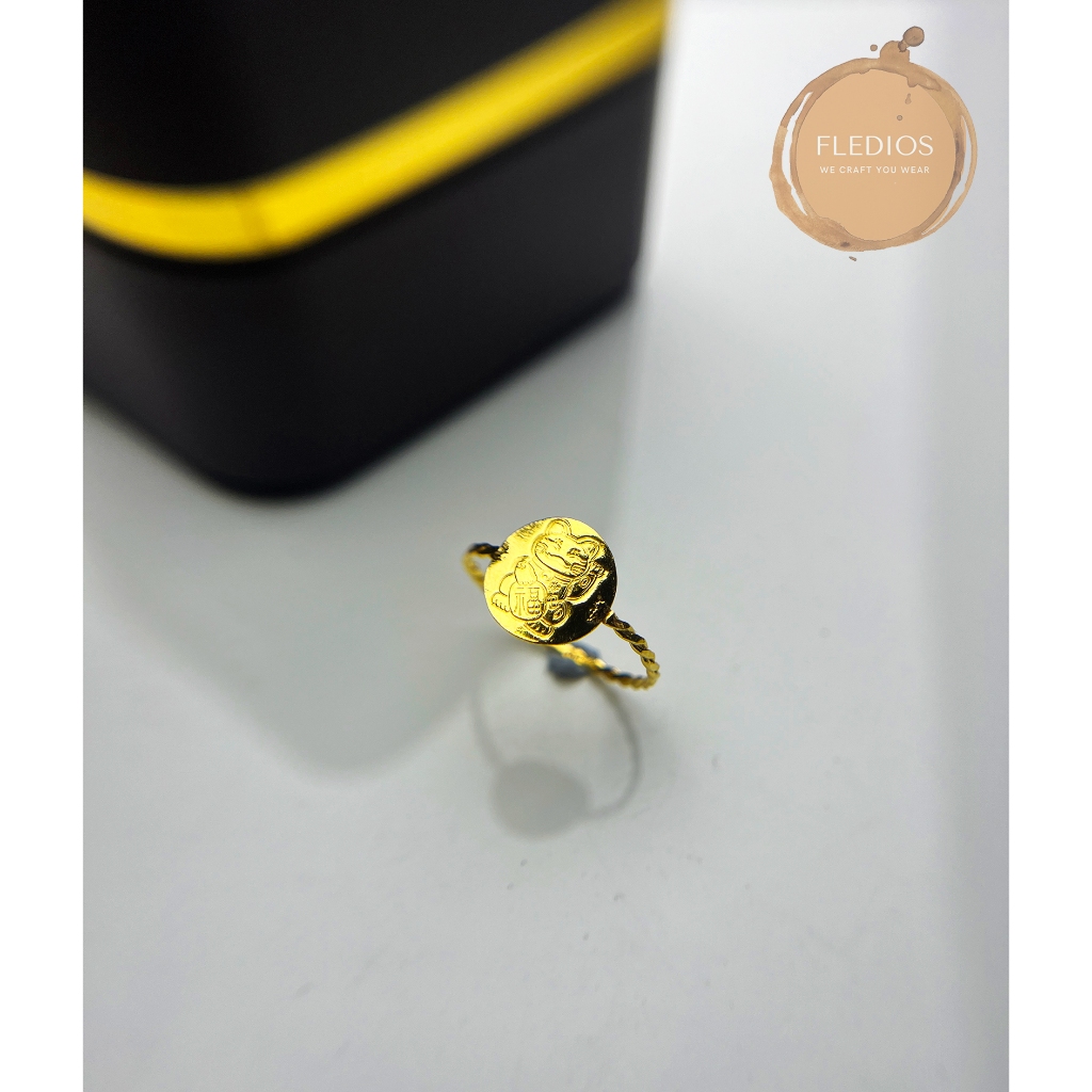Fledios Cincin Emas 916 Cincin Kucing Cincin Emas 916 Tulen 916 Gold Ring Original 916 Ring Cincin Belah Rotan