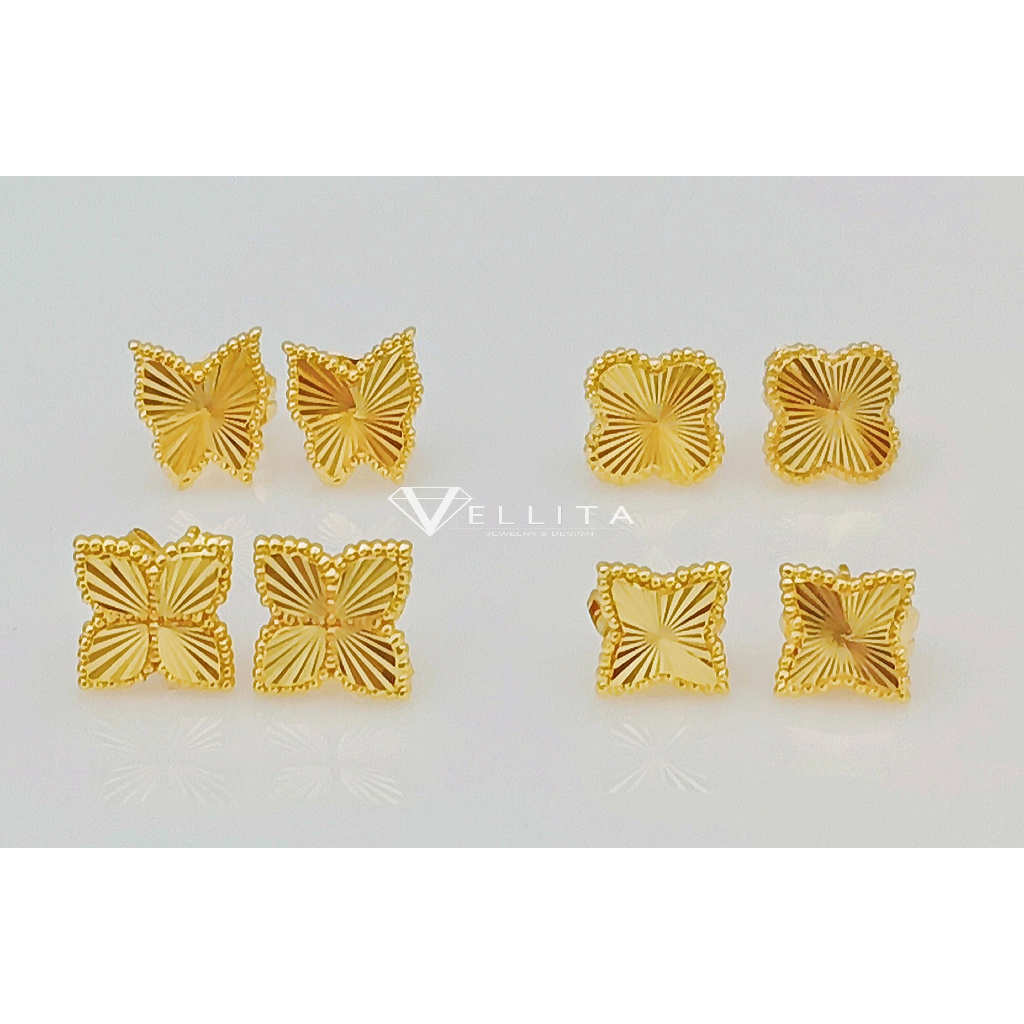 [VJ]NEW!! Earring "L&V Luxury" Studs Earrings 999.9 Bangkok Gold Plated Earrings ELV