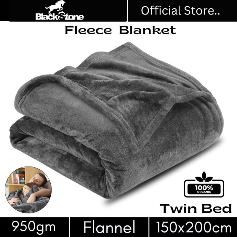BLACK STONE Fleece Blanket Twin Size 60x80 Inches Luxury Bed Blanket Anti-Static Fuzzy Soft Blanket Microfiber (950gms))