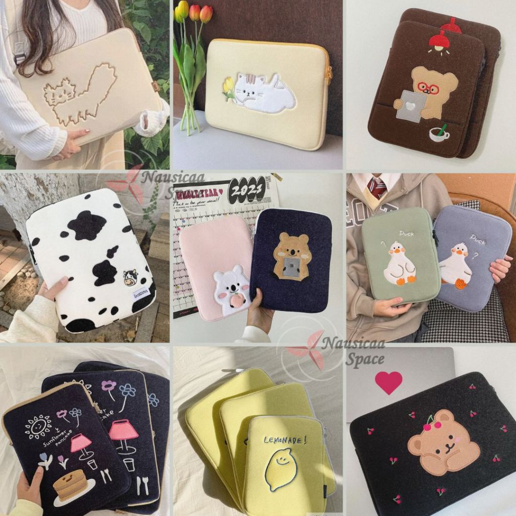 Ready stock cute soft Laptop bag Tablet Bag Korea style 13/14/15/15.6 laptop sleeve 10 11 inch iPad pouch