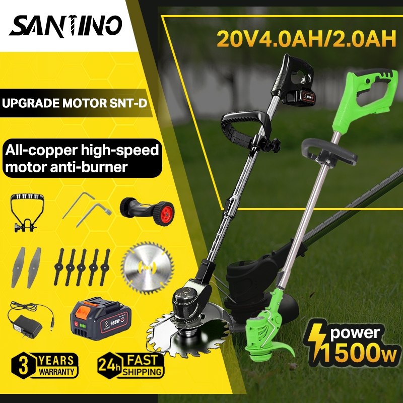 SANTINOmesin rumput bateri cordless lawn mover grass cutter machine Multi-functional household mesin potong rumput tolak