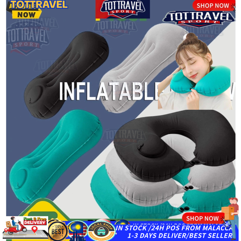 Portable travel Pillow Inflatable bantal PVC Air Pillows Camping Sleep Cushion Travel Car Beach Plane Head Rest/旅行枕/充气枕