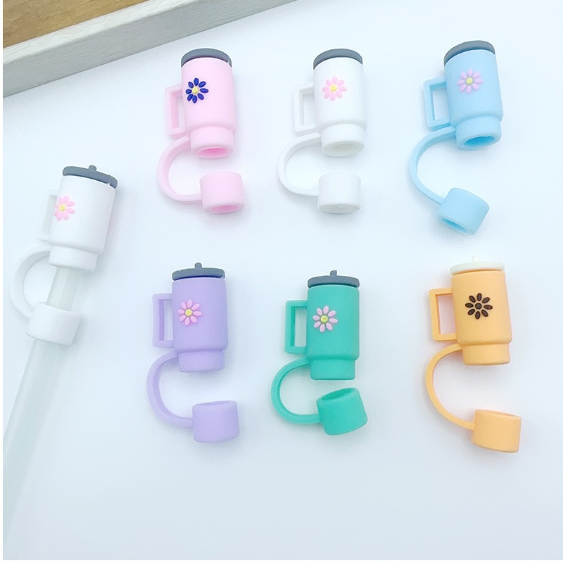 Cute Silicone Dustproof Glass Straw Cap Dust-proof Reusable Straw Topper Cap 10mm Straw Covers Cap Christmas straw cover