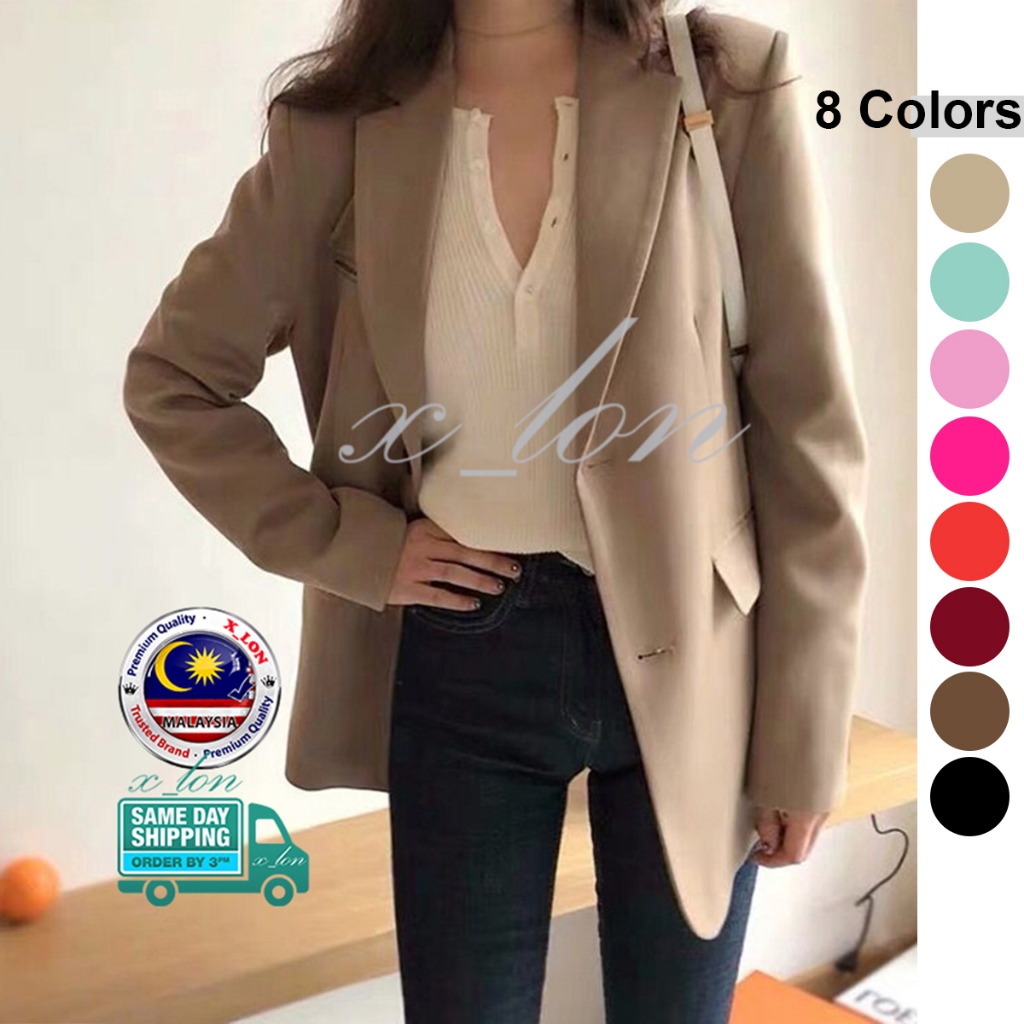 X_LON- Premium Korean Style Formal Office Blazer For Women Coats Smart Casual Jacket Blazer Perempuan Muslimah 西装外套女韩版