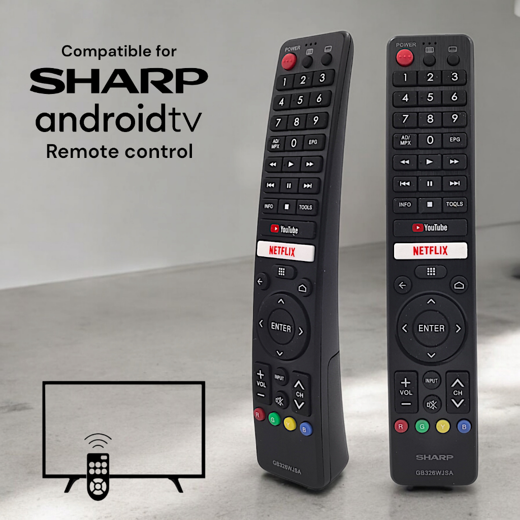 Repalacement Sharp GB326WJSA/GB326WJN5 Youtube Netflix Android Smart TV Remote Contro l- no voice assistant