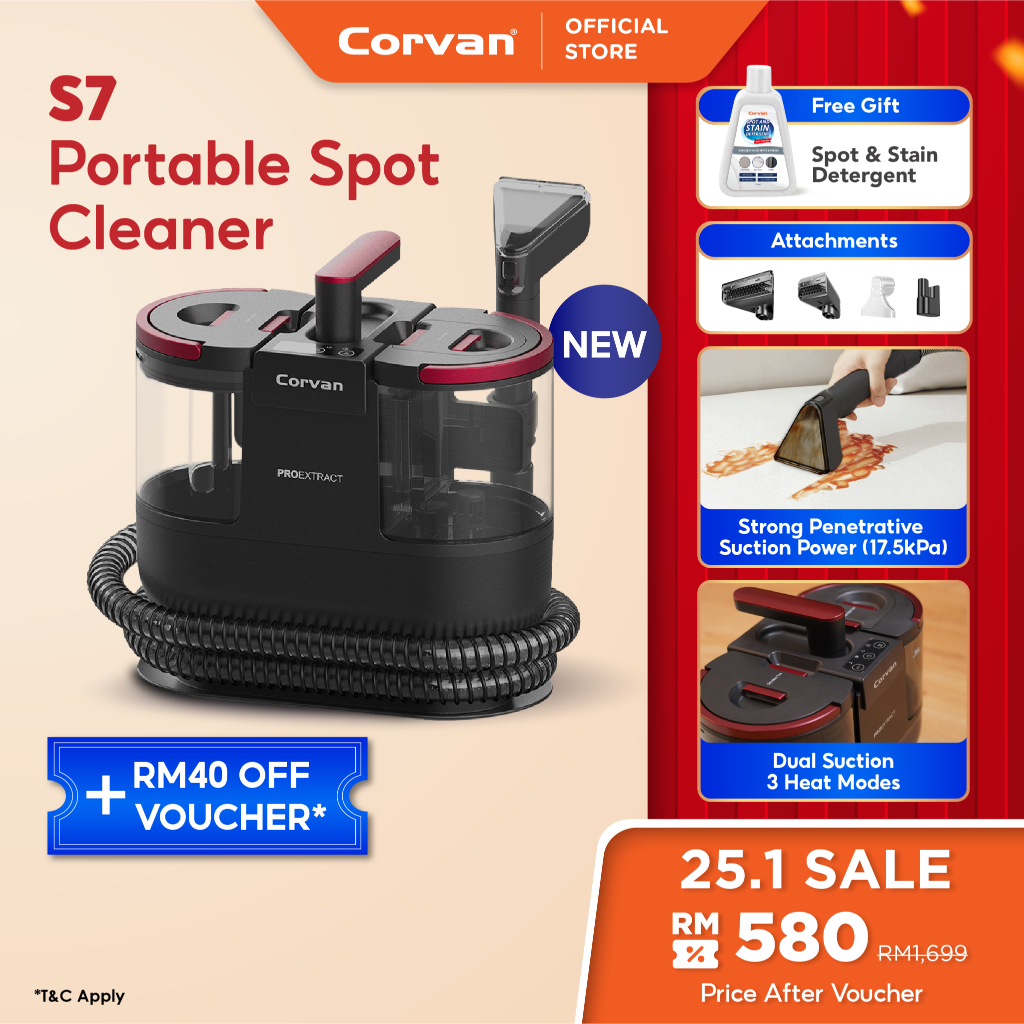 [SELLING FAST!] Corvan S7/S6 TurboDry Spot Cleaner: Fabric & Carpet Stain Remover | 5YRS MOTOR WARRANTY