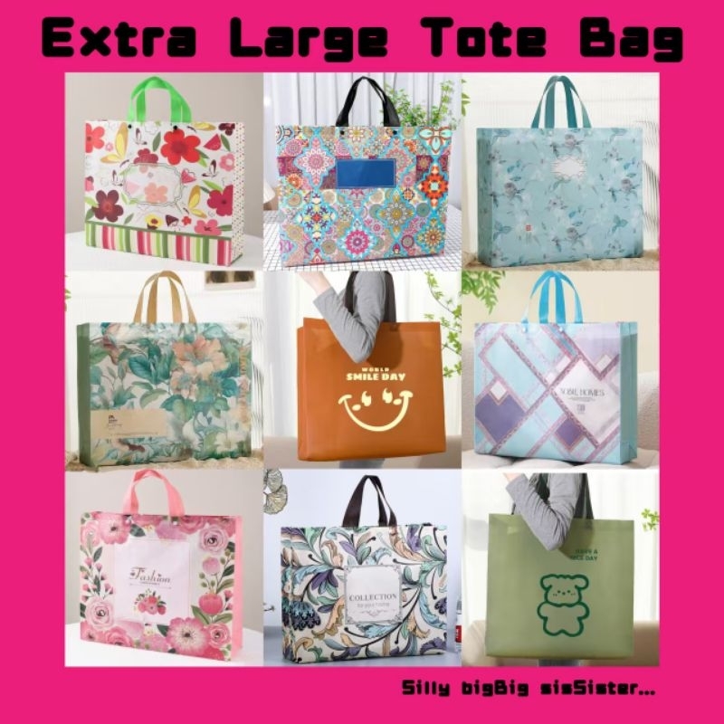 24HR发货 Beg Mesra Alam Extra Large Fashion Eco-friendly Tote Bag Waterproof 时尚环保袋 覆膜无纺布 防水