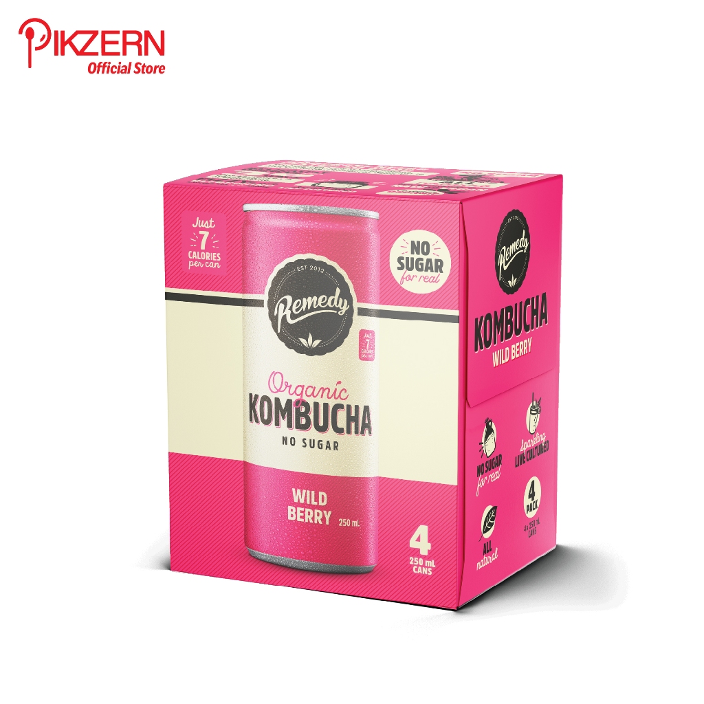 PIKZERN:Remedy Kombucha Organic Wild Berry 250ml ( 4 tins per tray)