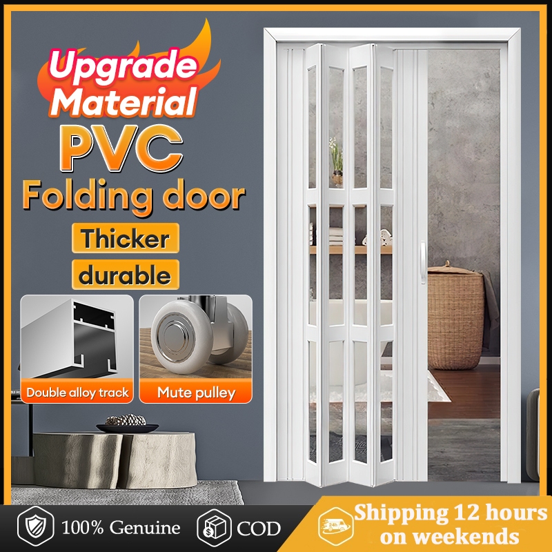 PVC folding door sliding door indoor bathroom kitchen balcony store partition glass door shrinkage sliding door