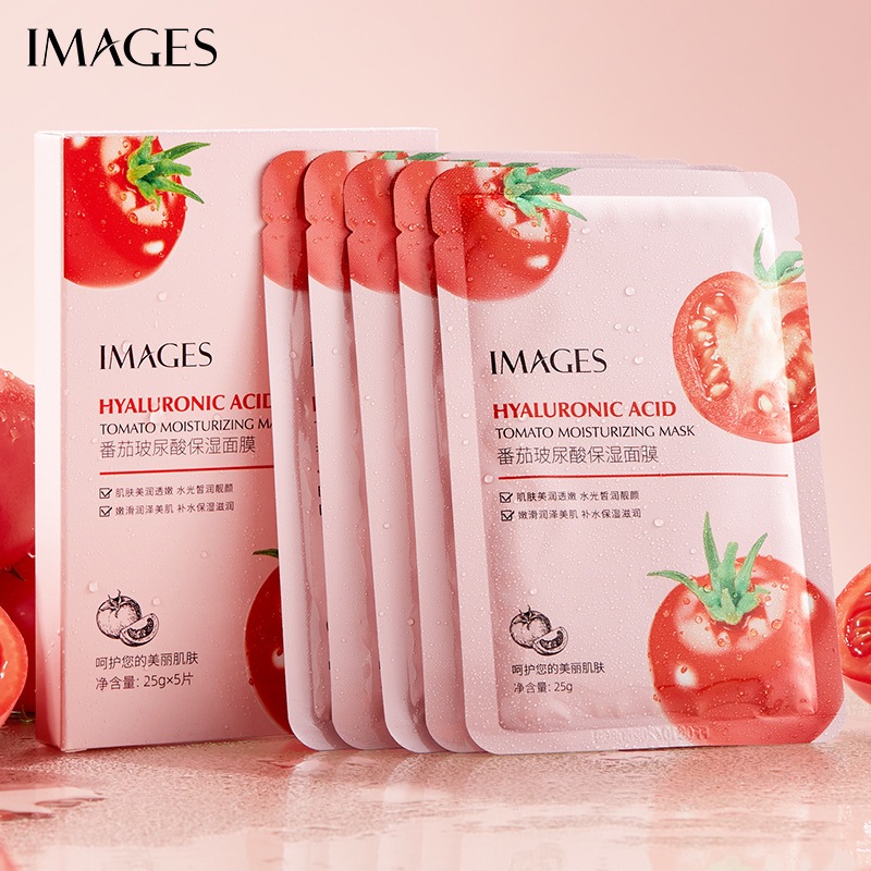 Images Tomato Hyaluronic Acid Moisturizing Mask Facial Mask 5pcs