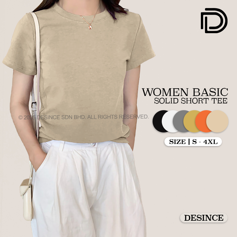 ?? DESINCE Women Short Sleeve Basic Tees Solid Color Woman T-shirt Shirt Blouse Tshirt Perempuan Lengan Pendek WT 081