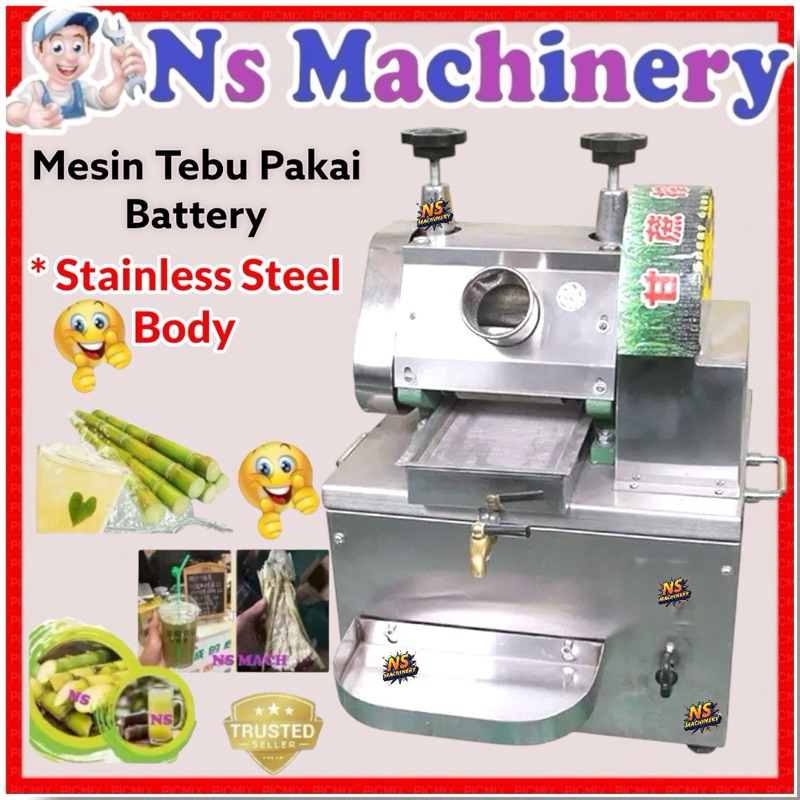 Premium Rechargeable Stainless Steel Mesin Tebu Bateri Elektric Sugarcane Juicer Battery Machine
