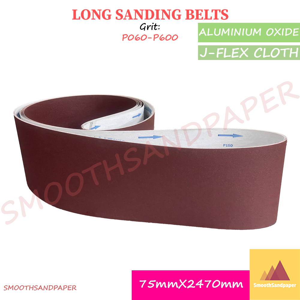 75X2470mm J-Flex Cloth Sanding Belts / Aluminium Oxide 木工家具金属打磨 软布氧化铝红砂带