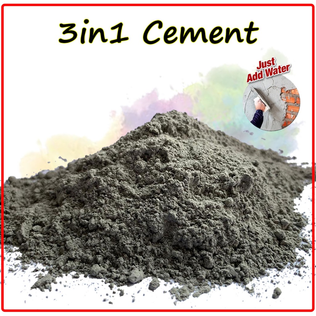 Cement 3 in 1 Ready Mix Super Render Cement And Sand Mix Concrete Simen Sedia Campur Pasir Pre Mix Plaster (1 KG)