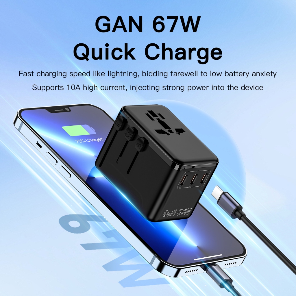 DOSEN GaN 67W Fast USB Charger Quick Charge compatible for iPhone 15 14 13 12 For IOS15 system Travel Adaptor Universal