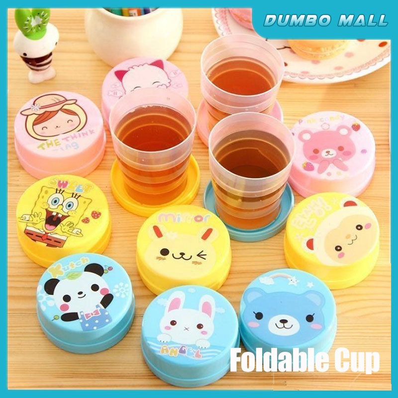 Foldable Cup Portable Travel Cartoon Cup Collapsible Outdoor Picnic Kids Children Water Cup Cute Cawan Lipat