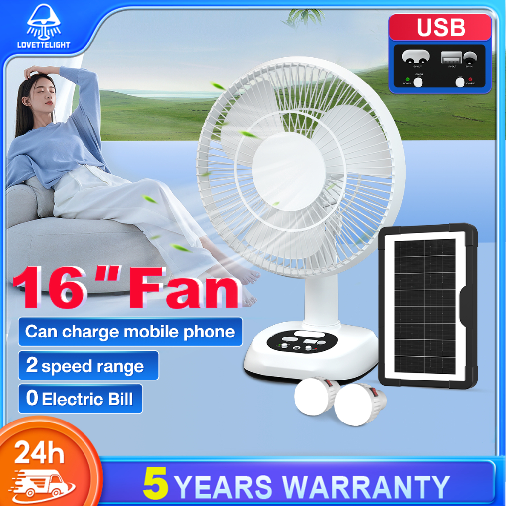 Solar Fan 12" 16" Kipas Solar Outdoor Large Wind Fan Touch Switch Large Wind Portable Fan Table fan