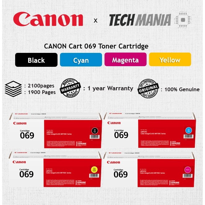 NEW STORE OFFER ❗ Canon Cart 069 Colour Toner Cartridge BK CYAN MAGENTA YELLOW LBP673Cdw , LBP674Cx , MF752Cdw , MF756Cx