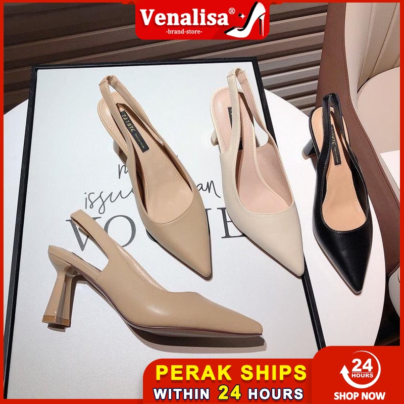 Venalisa High Heels For Women Korean Fashion Kerja Pejabat Masa Lapang Kulit Menunjuk Raya