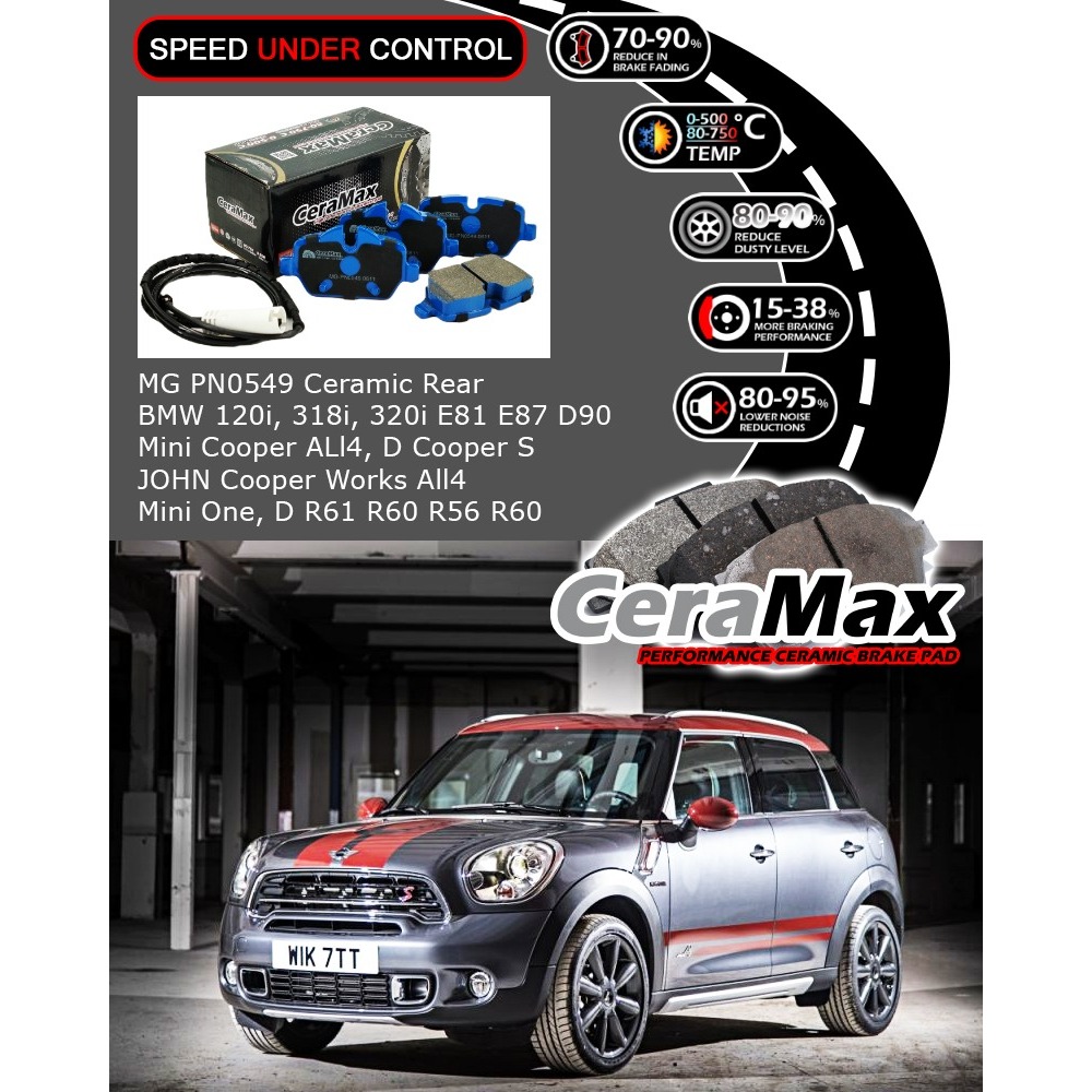 Ceramax Ceramic MG-PN0549 rear brake pad BMW 318i Mini Cooper All4 S JCW Mini ONE R61 R60 R56 R60