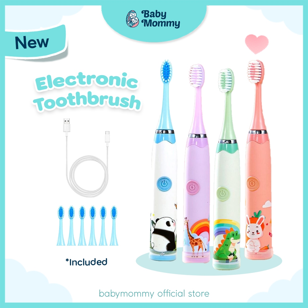 BabymommyKids Electric Toothbrush Rechargeable Soft Bristle Children Electronic Toothbrush Berus Gigi Elektrik