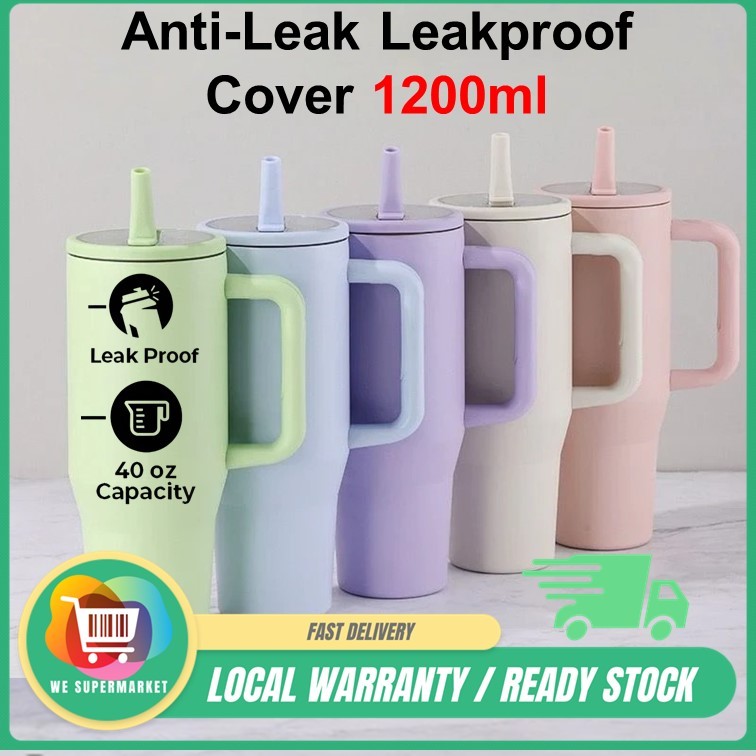 Anti-leak Leakproof Flip Straw Cover Thermos Cup Jug 1200ml  Handheld Tumbler with Straw  304 Stainless Steel Hot&Cold