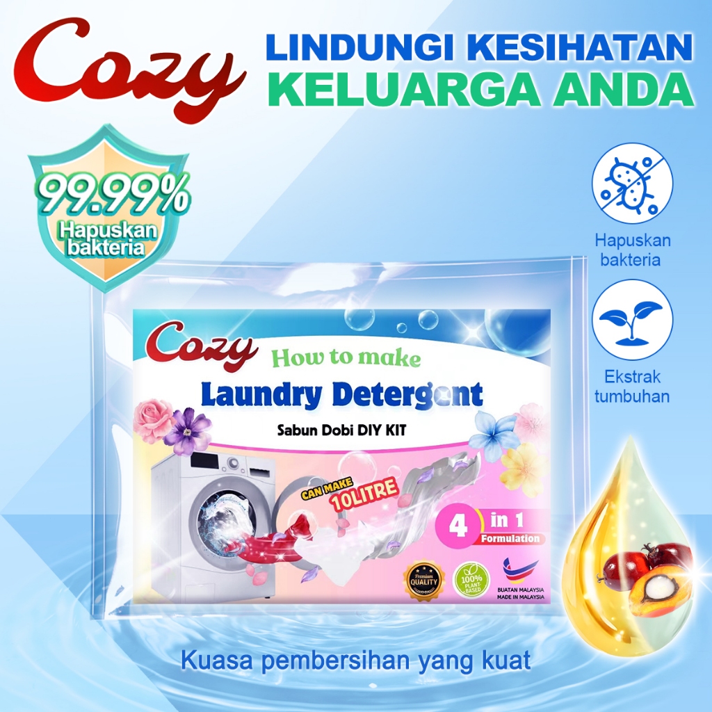 Cozy DIY detergen dobi（10L）Penyingkiran bakteria dan kotoran, formula tumbuhan, detergen pakaian yang harum