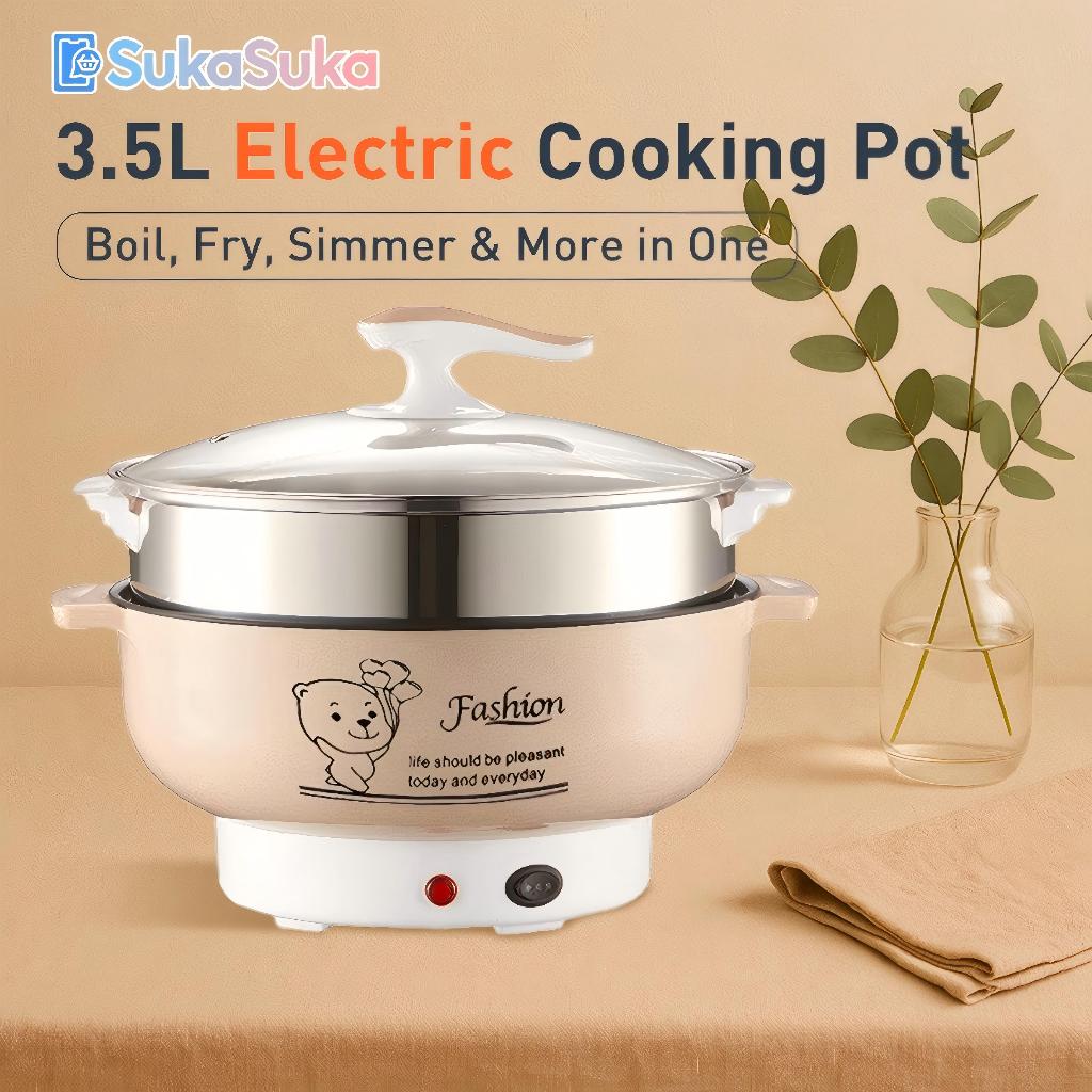 1000W 3.5L Electric Cooker – Multi-Function, Non-Stick Double Handle Pot for All-in-One Cooking