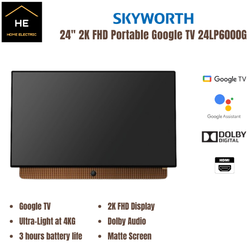 SKYWORTH 24" 2K FHD Portable Google TV Televisyen 24LP6000G ( Random White And Blue )