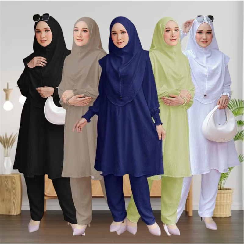 SUIT MADINAH HAJJ UMRAH (SET BAJU DAN SELUAR) IRONLEES CEY SUIT MUSLIMAH UMRAH SUIT SET WANIT