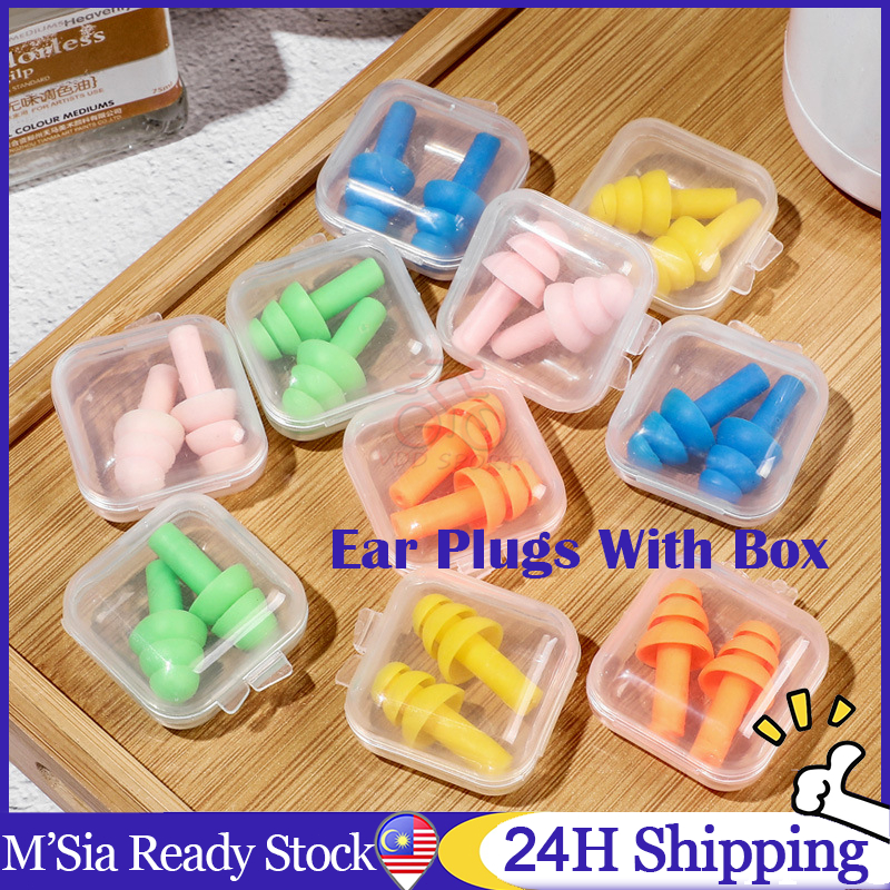1 Pairs Reusable Ear Plugs With Box Noise Reduction EarPlugs for Sleep Swim Diving Soft Waterproof Hearing Protect